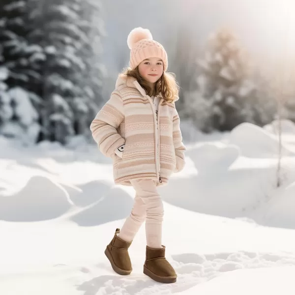 imageHehainom Girls Boys Snow Boots Faux Fur Lined Warm Shoes for Toddler Little Big Kid Winter Ankle BootsBrownsuede