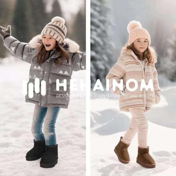 imageHehainom Girls Boys Snow Boots Faux Fur Lined Warm Shoes for Toddler Little Big Kid Winter Ankle BootsHotpinkglitter