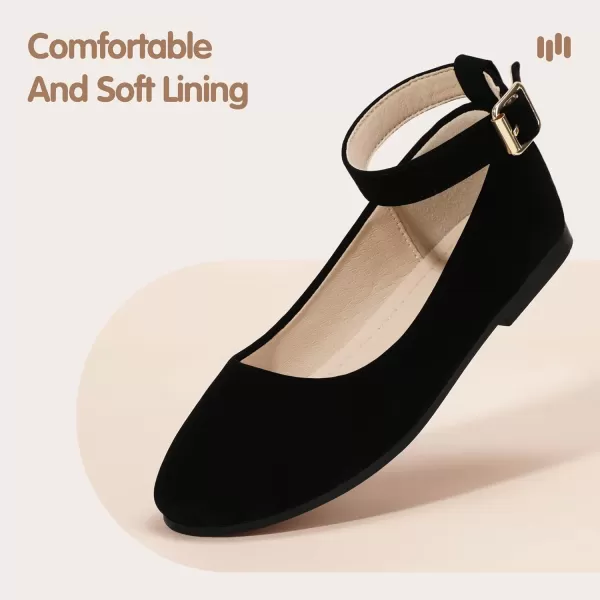 imageHehainom Girls Dress Shoes Wedding Party School Ankle Strap Ballet Flats Shoes Little Big Kids Flower Girl ShoesBlacknubuck