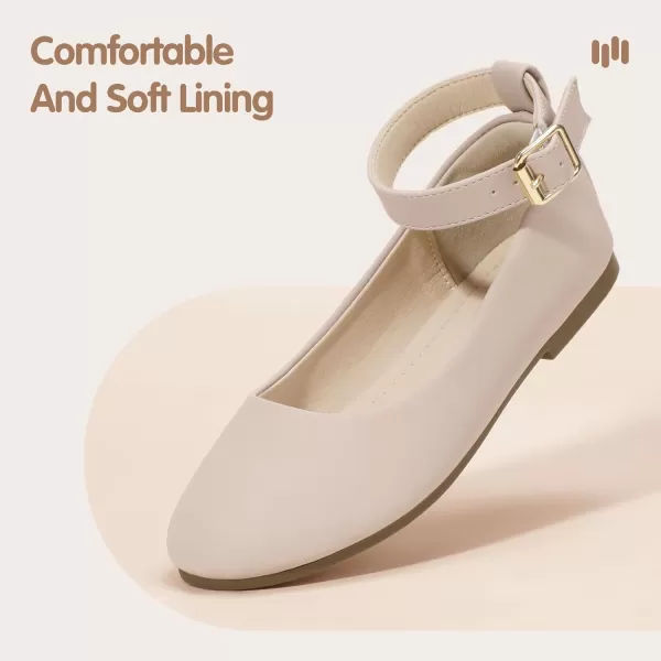 imageHehainom Girls Dress Shoes Wedding Party School Ankle Strap Ballet Flats Shoes Little Big Kids Flower Girl ShoesNudenubuck
