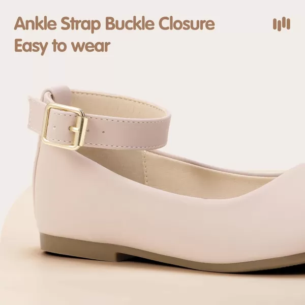 imageHehainom Girls Dress Shoes Wedding Party School Ankle Strap Ballet Flats Shoes Little Big Kids Flower Girl ShoesNudenubuck