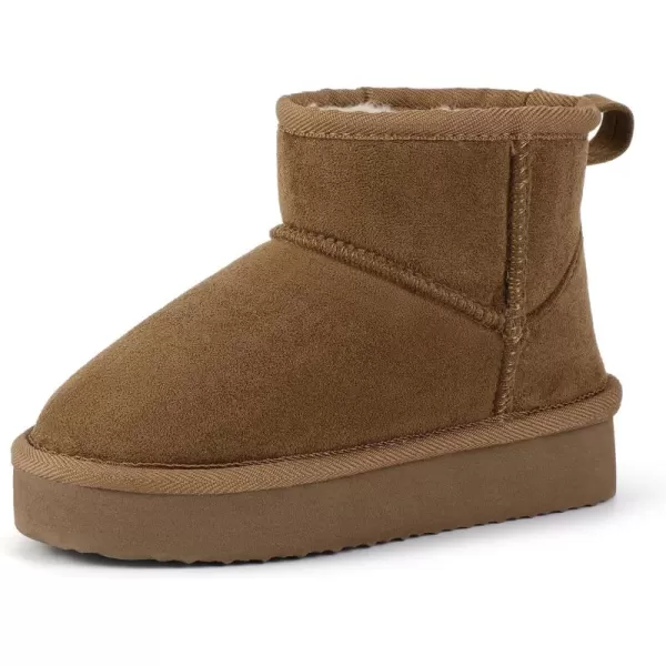 imageHehainom Girls Boys Snow Boots Faux Fur Lined Warm Shoes for Toddler Little Big Kid Winter Ankle BootsBrownsuede