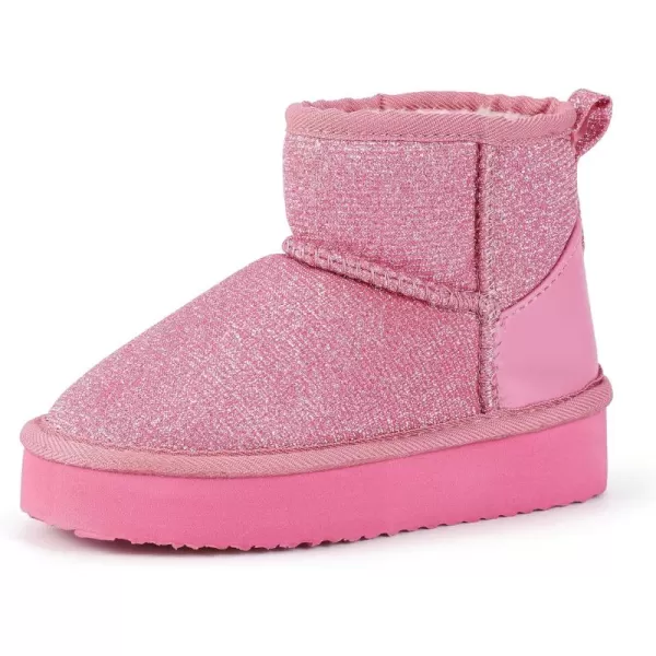 imageHehainom Girls Boys Snow Boots Faux Fur Lined Warm Shoes for Toddler Little Big Kid Winter Ankle BootsHotpinkglitter