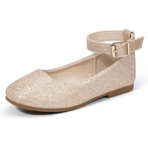 imageHehainom Girls Dress Shoes Wedding Party School Ankle Strap Ballet Flats Shoes Little Big Kids Flower Girl ShoesGoldglitter