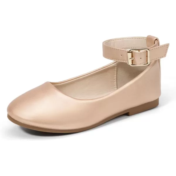 imageHehainom Girls Dress Shoes Wedding Party School Ankle Strap Ballet Flats Shoes Little Big Kids Flower Girl ShoesRosegoldpu