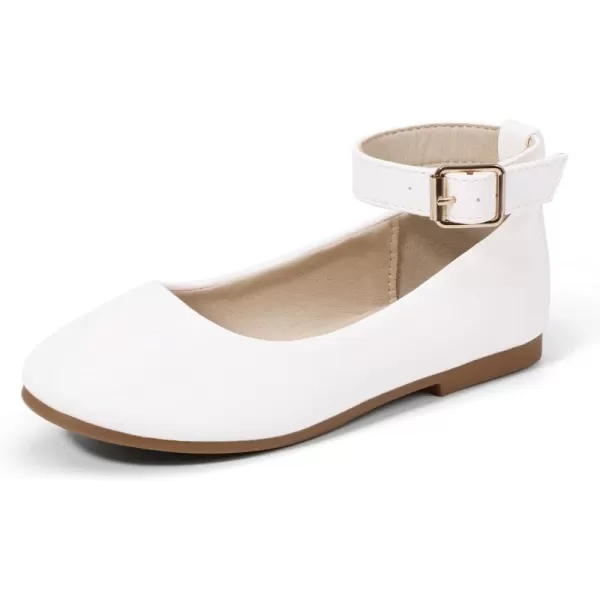 imageHehainom Girls Dress Shoes Wedding Party School Ankle Strap Ballet Flats Shoes Little Big Kids Flower Girl ShoesWhitepu