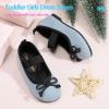 imageHehainom Toddler Girls Dress Shoes Flower Girl Ballet Flats Wedding Church Party Bow Little Kids Ballerina Toddler ShoesBlue