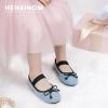 imageHehainom Toddler Girls Dress Shoes Flower Girl Ballet Flats Wedding Church Party Bow Little Kids Ballerina Toddler ShoesBlue