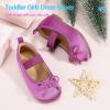 imageHehainom Toddler Girls Dress Shoes Flower Girl Ballet Flats Wedding Church Party Bow Little Kids Ballerina Toddler ShoesPurple