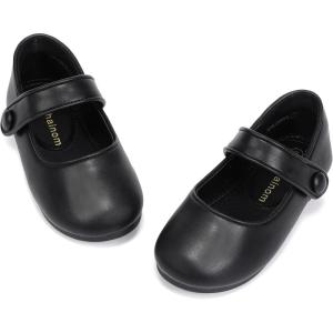 imageHehainom Toddler Girl Dress Shoes Mary Jane Ballerina Ballet Flats for Girls Flower Girl Little Kids Wedding Party School ShoesBlackpu