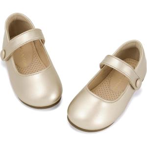 imageHehainom Toddler Girl Dress Shoes Mary Jane Ballerina Ballet Flats for Girls Flower Girl Little Kids Wedding Party School ShoesGoldpu
