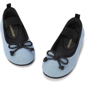 imageHehainom Toddler Girls Dress Shoes Flower Girl Ballet Flats Wedding Church Party Bow Little Kids Ballerina Toddler ShoesBlue
