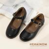 imageHehainom Girls Dress Shoes Mary Jane Ballet Flats Little Big Kids Flower Girl Low Heels School Wedding Party ShoesBlackpu