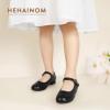 imageHehainom Girls Dress Shoes Mary Jane Ballet Flats Little Big Kids Flower Girl Low Heels School Wedding Party ShoesBlackpu