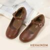 imageHehainom Girls Dress Shoes Mary Jane Ballet Flats Little Big Kids Flower Girl Low Heels School Wedding Party ShoesBrownpu