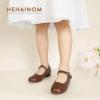 imageHehainom Girls Dress Shoes Mary Jane Ballet Flats Little Big Kids Flower Girl Low Heels School Wedding Party ShoesBrownpu