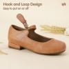imageHehainom Girls Dress Shoes Mary Jane Ballet Flats Little Big Kids Flower Girl Low Heels School Wedding Party ShoesCamelpu