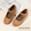 imageHehainom Girls Dress Shoes Mary Jane Ballet Flats Little Big Kids Flower Girl Low Heels School Wedding Party ShoesCamelpu