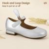 imageHehainom Girls Dress Shoes Mary Jane Ballet Flats Little Big Kids Flower Girl Low Heels School Wedding Party ShoesSilverpu