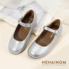 imageHehainom Girls Dress Shoes Mary Jane Ballet Flats Little Big Kids Flower Girl Low Heels School Wedding Party ShoesSilverpu