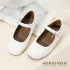 imageHehainom Girls Dress Shoes Mary Jane Ballet Flats Little Big Kids Flower Girl Low Heels School Wedding Party ShoesWhitepu