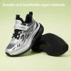 imageHehainom Girls Kids Sneaker Boys Girls Running Tennis Shoes Sparkle Lightweight Breathable Sport Athletic Girls ShoesBlack Grey