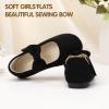 imageHehainom Toddler Girls Dress Shoes Little Kids Flower Girl Sparkle Bow Ballet Flats School Wedding Party ShoesBlack Suede