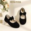imageHehainom Toddler Girls Dress Shoes Little Kids Flower Girl Sparkle Bow Ballet Flats School Wedding Party ShoesBlack Suede