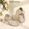 imageHehainom Toddler Girls Dress Shoes Little Kids Flower Girl Sparkle Bow Ballet Flats School Wedding Party ShoesGold Glitter