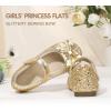 imageHehainom Toddler Girls Dress Shoes Little Kids Flower Girl Sparkle Bow Ballet Flats School Wedding Party ShoesGold Sequine