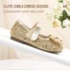 imageHehainom Toddler Girls Dress Shoes Little Kids Flower Girl Sparkle Bow Ballet Flats School Wedding Party ShoesGold Sequine