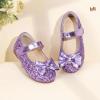 imageHehainom Toddler Girls Dress Shoes Little Kids Flower Girl Sparkle Bow Ballet Flats School Wedding Party ShoesPurple Sequin