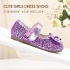 imageHehainom Toddler Girls Dress Shoes Little Kids Flower Girl Sparkle Bow Ballet Flats School Wedding Party ShoesPurple Sequin