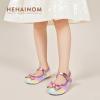 imageHehainom Toddler Girls Dress Shoes Little Kids Flower Girl Sparkle Bow Ballet Flats School Wedding Party ShoesRainbow Sequin
