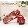imageHehainom Toddler Girls Dress Shoes Little Kids Flower Girl Sparkle Bow Ballet Flats School Wedding Party ShoesRed Sequin