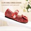 imageHehainom Toddler Girls Dress Shoes Little Kids Flower Girl Sparkle Bow Ballet Flats School Wedding Party ShoesRed Sequin