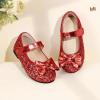 imageHehainom Toddler Girls Dress Shoes Little Kids Flower Girl Sparkle Bow Ballet Flats School Wedding Party ShoesRed Sequin