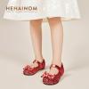 imageHehainom Toddler Girls Dress Shoes Little Kids Flower Girl Sparkle Bow Ballet Flats School Wedding Party ShoesRed Sequin