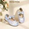 imageHehainom Toddler Girls Dress Shoes Little Kids Flower Girl Sparkle Bow Ballet Flats School Wedding Party ShoesSilver
