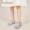 imageHehainom Toddler Girls Dress Shoes Little Kids Flower Girl Sparkle Bow Ballet Flats School Wedding Party ShoesSilver Sequin