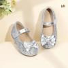 imageHehainom Toddler Girls Dress Shoes Little Kids Flower Girl Sparkle Bow Ballet Flats School Wedding Party ShoesSilver Sequin