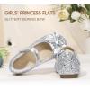 imageHehainom Toddler Girls Dress Shoes Little Kids Flower Girl Sparkle Bow Ballet Flats School Wedding Party ShoesSilver Sequin