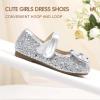 imageHehainom Toddler Girls Dress Shoes Little Kids Flower Girl Sparkle Bow Ballet Flats School Wedding Party ShoesSilver Sequin