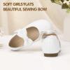imageHehainom Toddler Girls Dress Shoes Little Kids Flower Girl Sparkle Bow Ballet Flats School Wedding Party ShoesWhite Pu