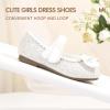 imageHehainom Toddler Girls Dress Shoes Little Kids Flower Girl Sparkle Bow Ballet Flats School Wedding Party ShoesWhite Sequin