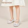 imageHehainom Toddler Girls Dress Shoes Little Kids Flower Girl Sparkle Bow Ballet Flats School Wedding Party ShoesWhite Sequin