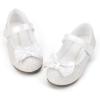 imageHehainom Toddler Girls Dress Shoes Little Kids Flower Girl Sparkle Bow Ballet Flats School Wedding Party ShoesWhite Sequin