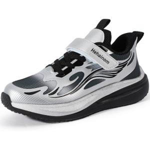 imageHehainom Girls Kids Sneaker Boys Girls Running Tennis Shoes Sparkle Lightweight Breathable Sport Athletic Girls ShoesBlack Grey