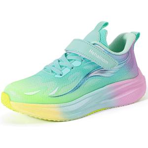 imageHehainom Girls Kids Sneaker Boys Girls Running Tennis Shoes Sparkle Lightweight Breathable Sport Athletic Girls ShoesGreen Pink