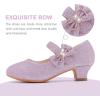 imageDufannie Girls Dress Shoes Low Heel Princess Flats Mary Jane Flower Wedding Party Glitter Shoes for Kids ToddlerGenerous Glitter Purple